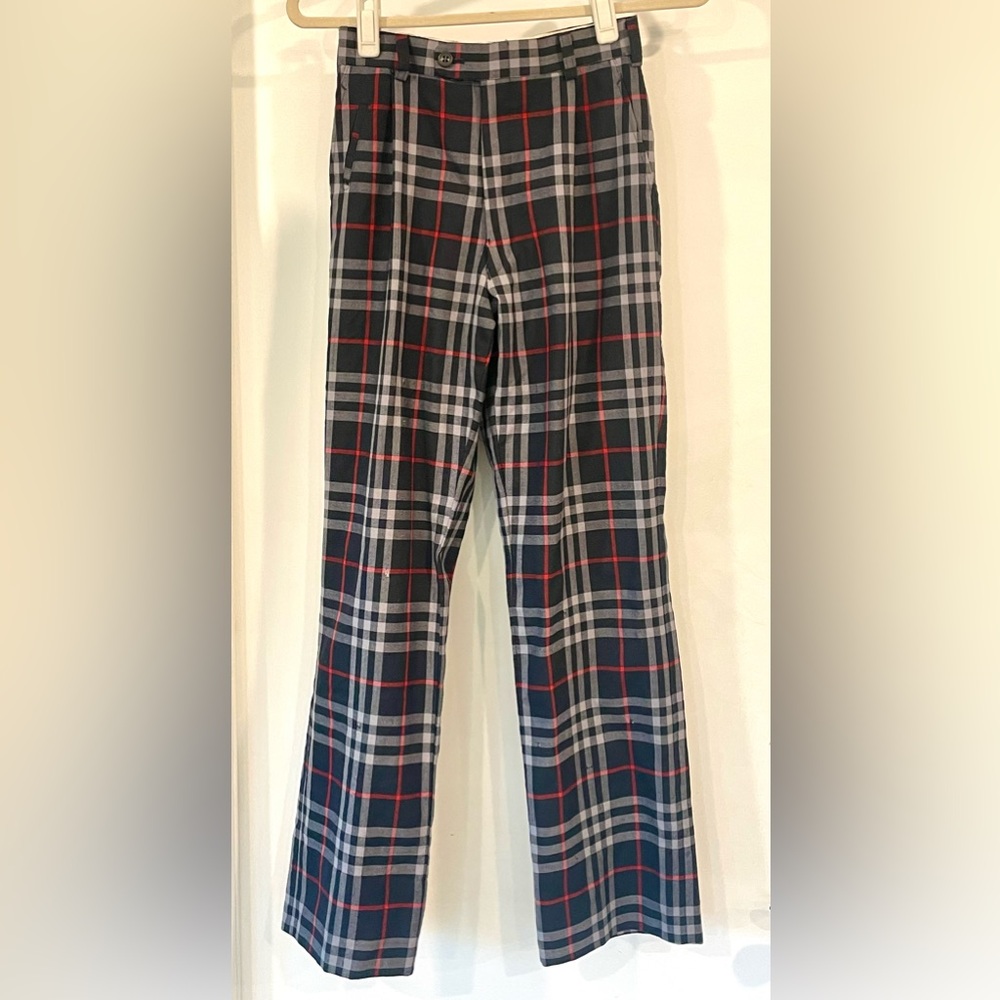 Burberry’s Vintage Wool Pants, Navy check, **damaged**, S